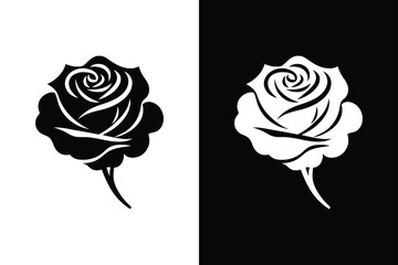 Wall Mural - rose flower silhouette icon vector on white background.