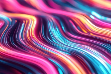 Energetic Neon Wave Flow, a vibrant display of glowing curves, showcasing a futuristic design with dynamic movement and vivid colors.