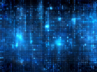 Blurred blue background with binary code