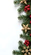 © Svetlana - Christmas garland with decorations, trets and snowflakes on a white background, creating a festive atmosphere.