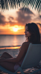 Beautiful candid photo of a woman sitting outdoors