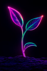 Sticker - Original logo design of an organic seed growing into a plant, featuring a futuristic touch with a glowing plant effect.