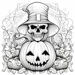 Poster - Halloween Skull with Jack-o-Lantern