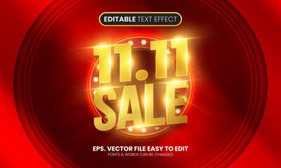 Wall Mural - 11.11 sale promotion 3d editable text effect
