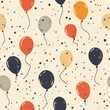 © Art Resources - Vintage Confetti-filled Balloon pattern on vintage beige fabric background, seamless repeating pattern, textile print style, minimal, festive balloon design, celebration decor, textiles