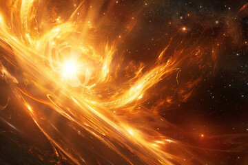 Wall Mural - a bright orange star with a sun in the middle of it