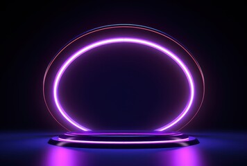 Poster - Circular Neon Light Display with Platform