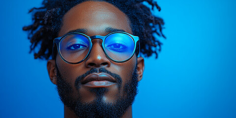 Wall Mural - Portrait of an attractive dark-skinned man wearing glasses