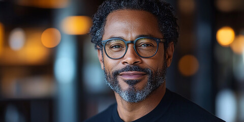 Wall Mural - Portrait of an attractive dark-skinned man wearing glasses