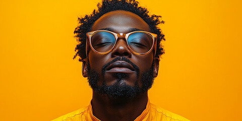 Portrait of an attractive dark-skinned man wearing glasses