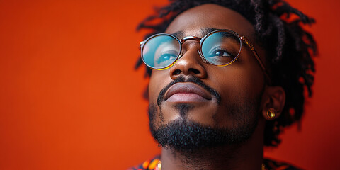 Portrait of an attractive dark-skinned man wearing glasses