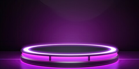 Poster - Circular Platform with Neon Pink Lighting