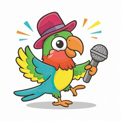 Sticker - funny parrot with a magnifying glass