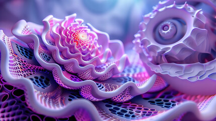 Aufkleber - Purple blue shiny background, fractal style glossy neon colors wallpaper