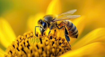 Insect Pollination: A Close-Up of a Bumblebee Collecting Nectar from a Flower