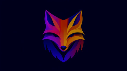 A flat vector logo of a fox head, with a gradient color scheme of orange and purple.