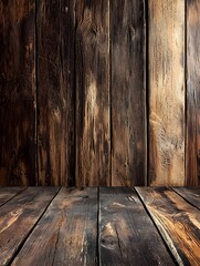 Wall Mural - Rustic Wooden Backdrop with Natural Grain and Knots for Organic Product Presentation