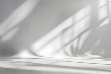 Wall Mural - bright all white minimalist studio backdrop with soft shadows for product presentation
