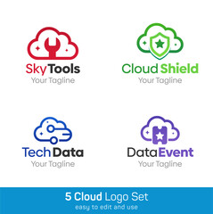 Cloud Shape Logo Template Set. Good for Business, Agency, Community and Organization