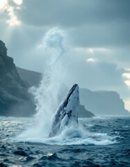 The whale is a large marine mammal