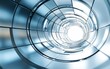 © DIKADOBE - Abstract metallic tunnel with a bright light at the end.