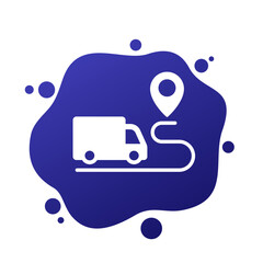 Canvas Print - delivery service vector icon with a van