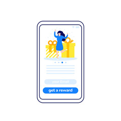 Rewards mobile app design, vector