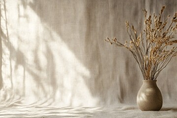 Canvas Print - Cozy Linen Backdrop for Lifestyle Product Presentation with Copyspace