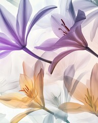 Delicate Transparent Lilies in Soft Pastel Shades, Ideal for Floral Art, Nature, and Botanical-Themed Designs