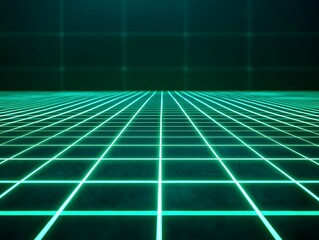 Poster - Neon Green Grid Pattern on Dark Background for High Tech Product Display