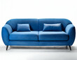 © ameena - A comfortable blue sofa with deep seating, standing out on a white background. The soft fabric texture and vibrant color contrast with the simple backdrop, offering a blend of comfort and style.