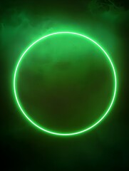 Canvas Print - Neon Green Circular Halo Against Dark Gradient Background for Clean Product Display