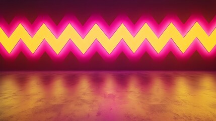 Sticker - Vibrant Neon Zigzag Pattern on Dark Backdrop for Captivating Product Displays