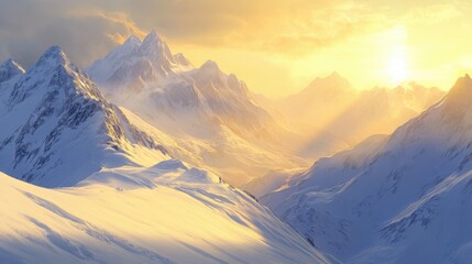 Snowy mountain landscape. Generative AI