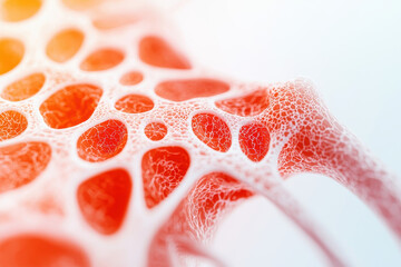 Aufkleber - A vibrant, abstract close-up of a textured, bubble-like structure in orange and white, showcasing intricate patterns and colors.