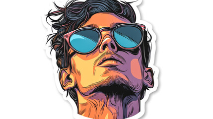 Cool Man with Sunglasses in Stylized Illustration