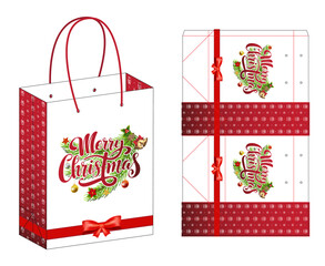 Wall Mural - Christmas Box packaging die cut template design. 3d mock-up