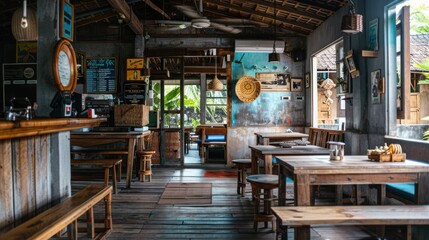 Sticker - Rustic Cafe Interior