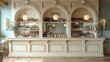 © visoot - An off white plastered back bar with mirrors.