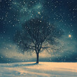 © cinta - Solitary Tree in Snowy Night Sky