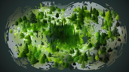 Wall Mural - a forest with trees and a white line in the middle