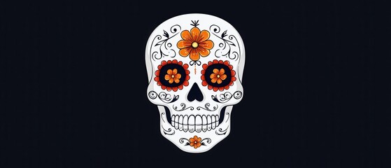 Canvas Print - Sugar Skull with Floral Design.