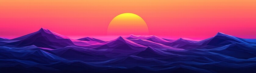 Poster - Abstract Sunset Over Mountains.