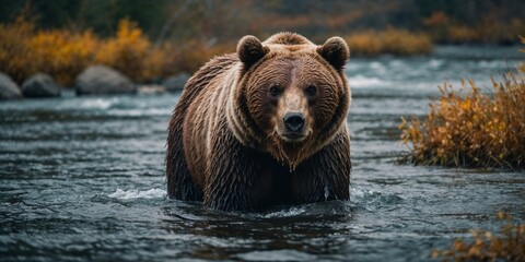 brown bear in water
