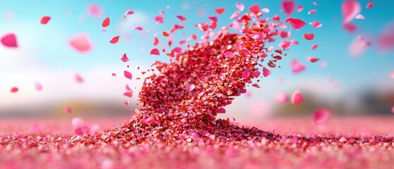 Canvas Print - Pink Rose Petals Falling in the Wind.