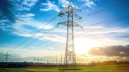 Wall Mural - Power Lines at Sunset