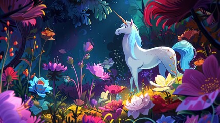 Poster - Unicorn in a magical forest