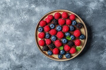 A vibrant assortment of fresh berries on a plate, perfect for healthy snacking.