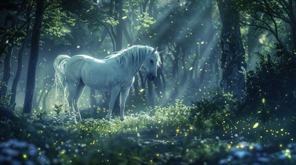 Canvas Print - A Unicorn in the Enchanted Forest