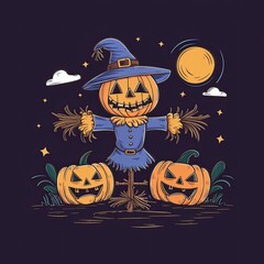 Canvas Print - halloween pumpkin background